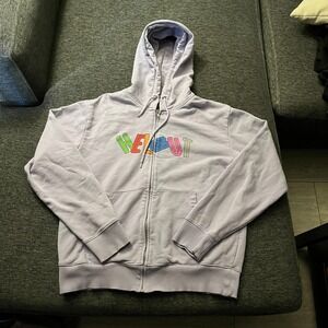 Helmut Lang Hoodie Mens Small Purple Full Zip Fleece HELMUT Graphic Portugal